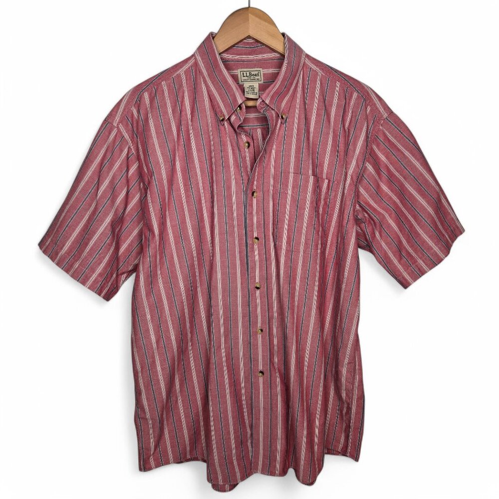 L.L. Bean Striped Button Down Shirt Men's Preppy Office Busines Casual Knit L - Picture 1 of 4